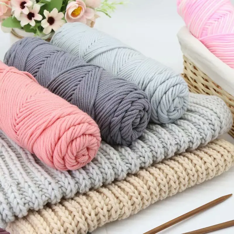 

5pcs*100g/pc 8PLY Thick Cotton Yarn Hot Sale Thick Soft Eco-Friendly Milk Cotton Hand Knitting Wool Scarf Sweater