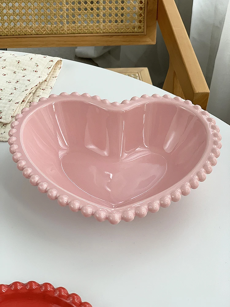 Cute Pink Heart Ceramic Plate