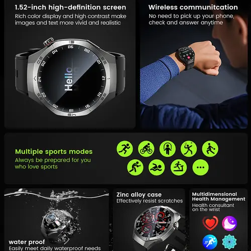 2025New For Android and ios Smart Watch Men AMOLED Screen GPS Motion trajectory Heart Rate Bluetooth Calls SmartWatch Waterproof - Image 2