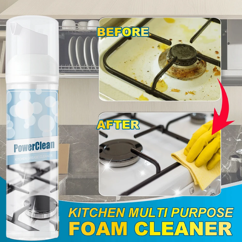 

100ml Kitchen Grease Cleaner Foam All Purpose Kitchen Degreaser Remove Stubborn Grease Stain Dirt on Range Hood Stove Countertop