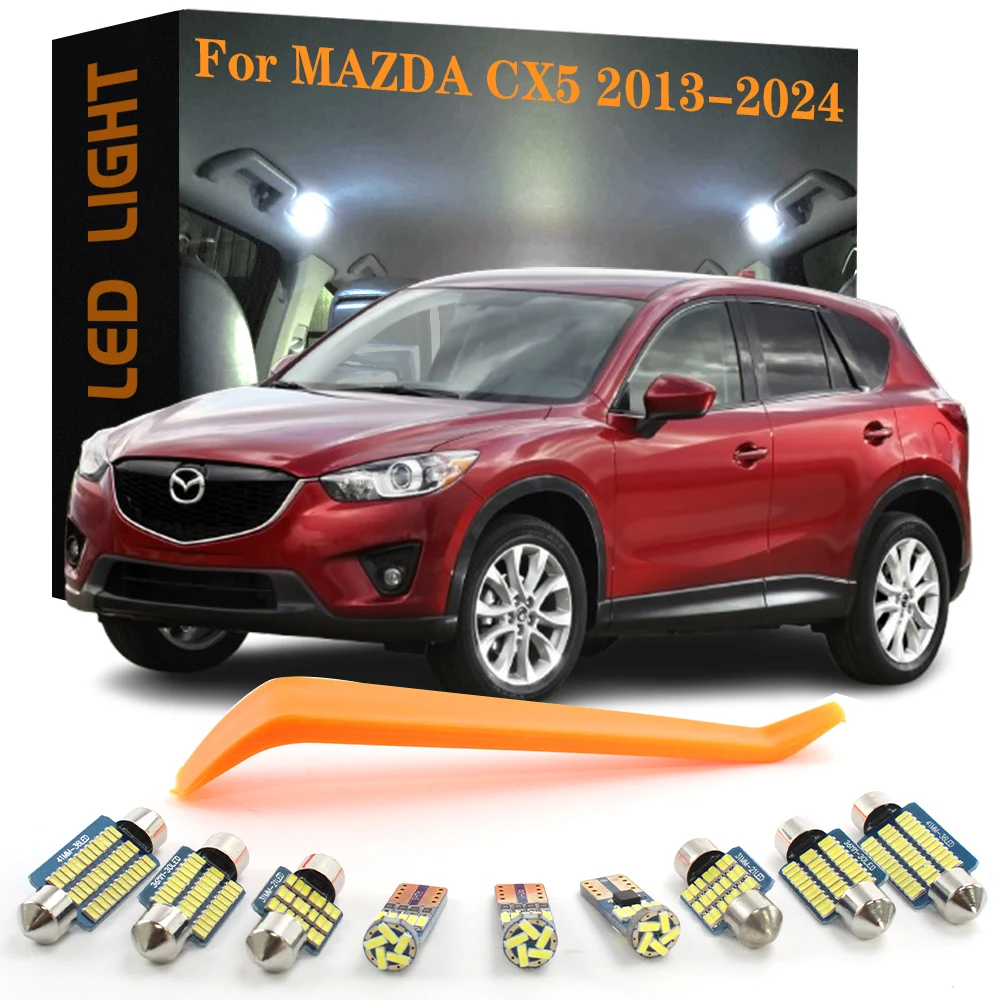 11-Piece White LED Interior Light Kit For 2013-2021 Mazda CX-5 - Dome, Map, License Plate Bulbs