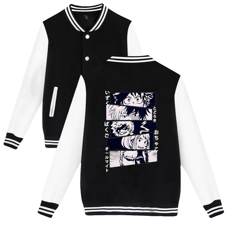New Deku Bakugou Katsuki Todoroki Shoto Printed Baseball Jacket Women Men Outdoor Long Sleeves Hip Hop Personality Sweatshirt