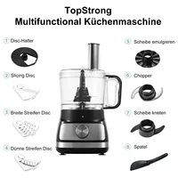 Topstrong 800W 8 en 1 hachoir à viande argenté 3 vitesses robot culinaire de cuisine 3