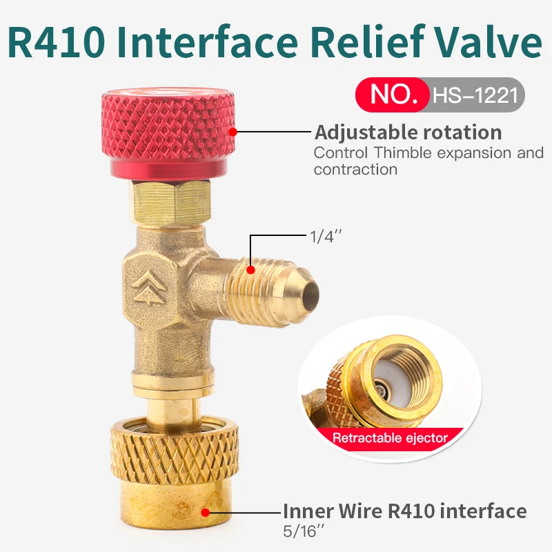 Socket Adapter Converter HS R410a R22 Refrigeration Tool Air conditioning Safety Valve Adapter Fitting Refrigeration Charging Copper Adapter For R410A