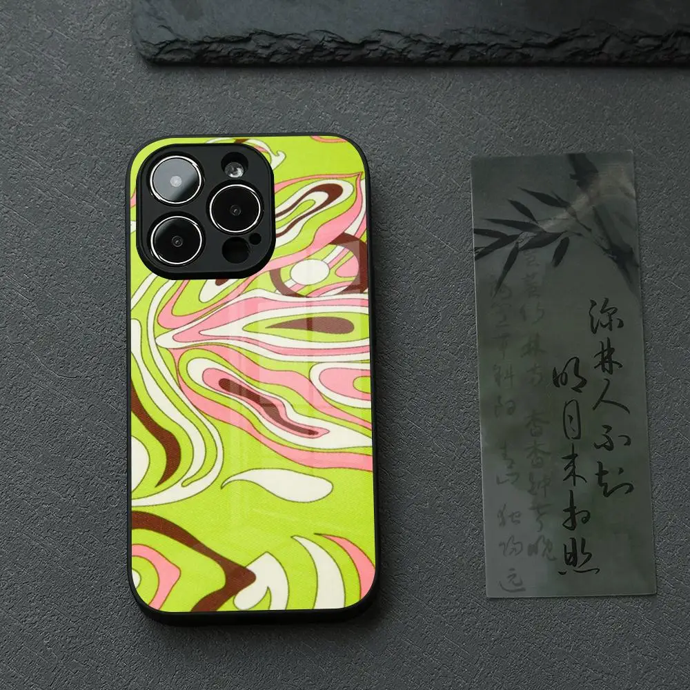 Luxurious Glass Phone Case with Emilio Pucci Design Pattern