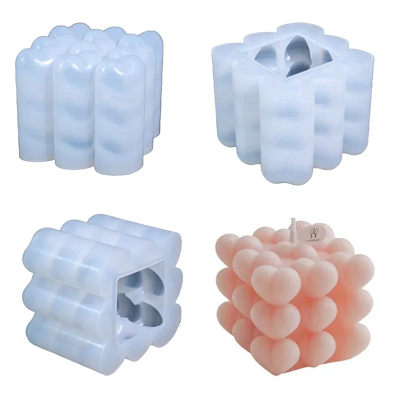 Love Cube Aromatherapy Candle Mold DIY Epoxy Plaster Baking Mousse Decorative Silicone Mold