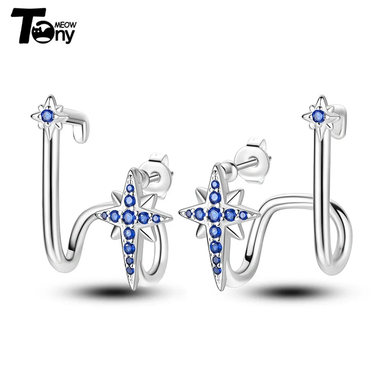 925 Sterling Silver Hoop Earrings For Women Star Moon Paint Feather Musical Note Colorful Zircon Fashion Earrings Women Gift