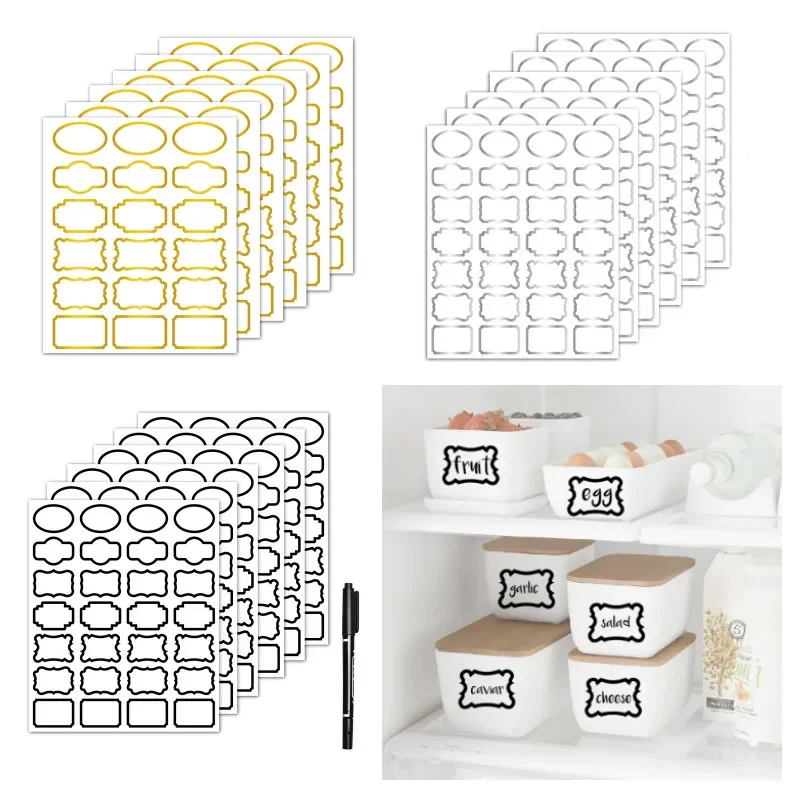 PVC Self-adhesive Seasoning Jar Label Sticker Handwritten Transparent Removable Waterproof Oil-proof Spice Bottle Label Sticker