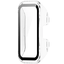 Enhanced Protective Case and Tempered Glass Screen Protector with Anti-Fall Bumper for Huawei Band 8 (Transparent)