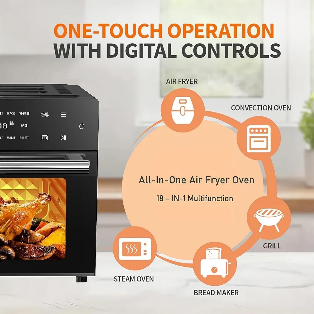 32 QT Extra Large Toaster Oven Air Fryer Combo, 18-in-1 Convection Toaster Oven Countertop with Baking, Dehydrate 2