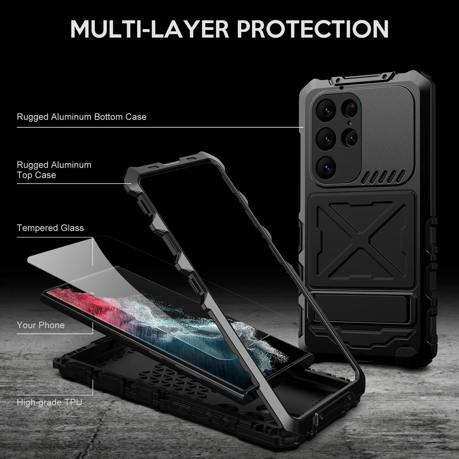 Heavy Duty Armor Metal Aluminum Shockproof Phone Case - Enhanced Protection