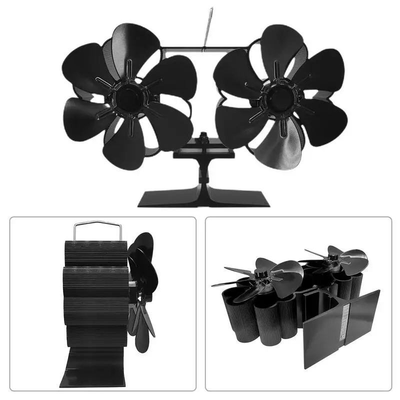 Fireplace Fan 12-Blades Wood Burner Fan Silent Operation Fireplace For Wood/Log Burner/Fireplace Non Electric More Warm Air