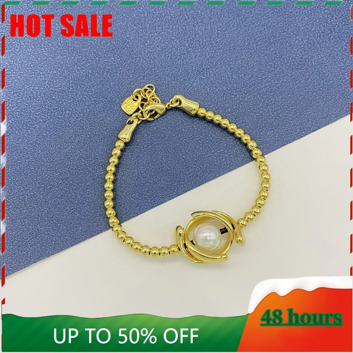 Pulsera DE Perlas DE Color Dorado DE 14 квилаты, Brazalete DE Nicho DE тела, популярная joyeria, модный подарок, UNO DE 50, Nine (art.: 3920c6a080a95) - 3920c6a080a95