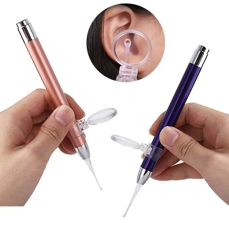 Ear wax cleaner LED flashlight earpick baby endoscope penlight spoon cleaning curette light with magnifier wax removal