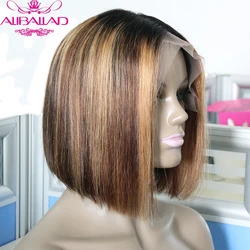 Highlight Wig Human Hair Bob Wig Straight 13x4 Lace Frontal Human Hair Wigs Brazilian Short Bob Lace Front Wigs 150% Remy Hair