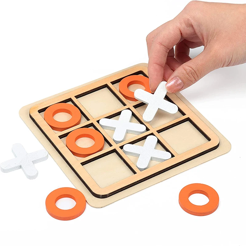 Parent-Child Interaction Wooden Board Game XO Tic Tac Toe Chess Funny Developing Intelligent Educational Toy Puzzles
