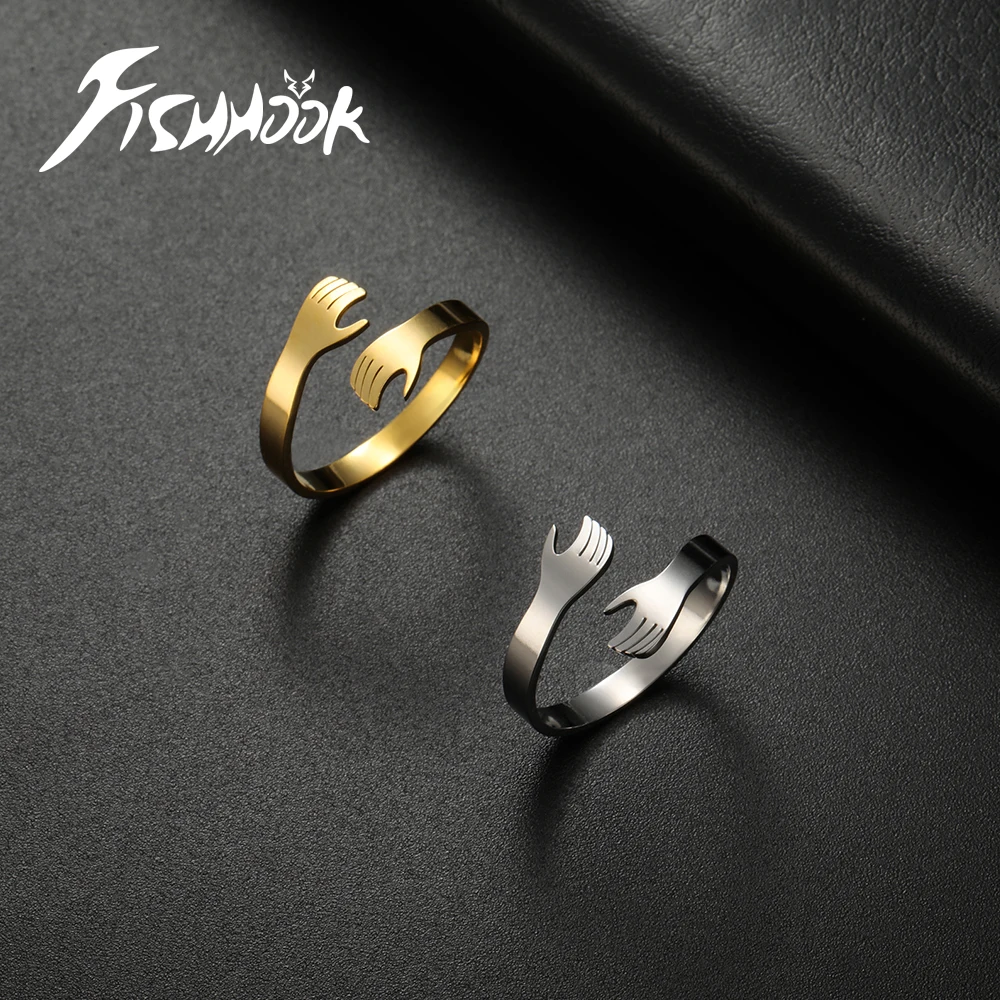 Gold Hug Finger Ring – Elegant Stainless Steel Jewelry Gift