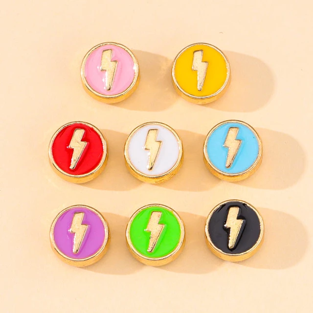 20pcs Double Faced Metal Enamel Smile face Round beads For