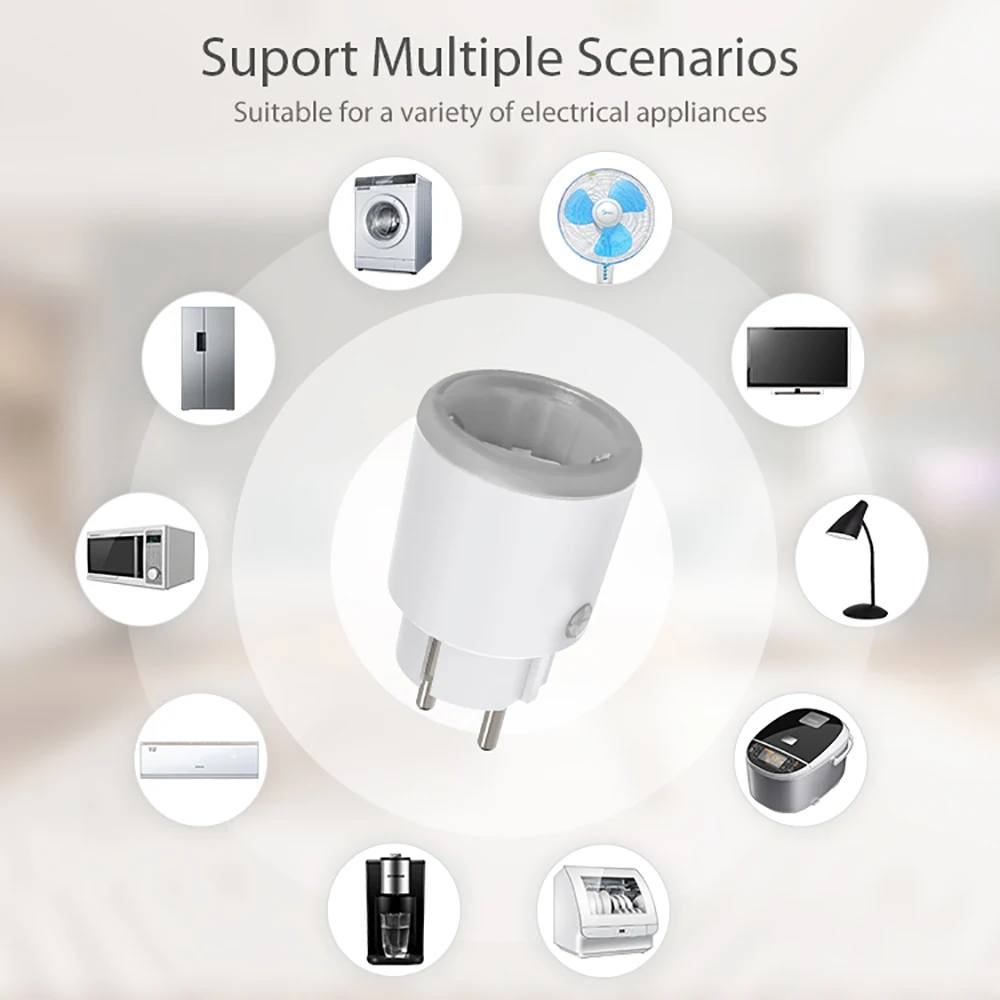 Tuya Homekit Matter Smart Power Plug Wifi 16A Power Meter Remote Control EU Outl
