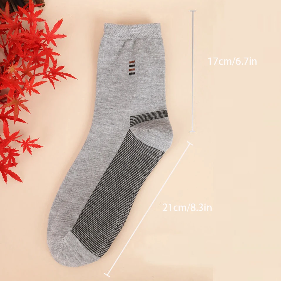 Casual black mid calf socks, 5 pairs men's, soft comfortable wear-resistant