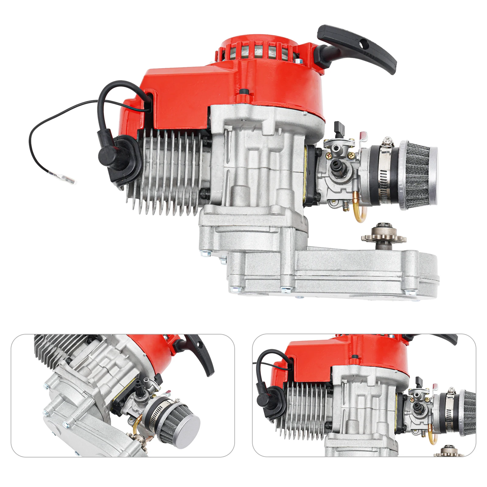 49cc 2-Stroke Engine Motor Pull Start Engine With Carburetor Air Filter Gear Box For Pocket Mini Dirt Bike ATV SCOOTER Quad new final gear for jianshe puma 250 3a quad atv bike js 250 atv 3a or 250 5