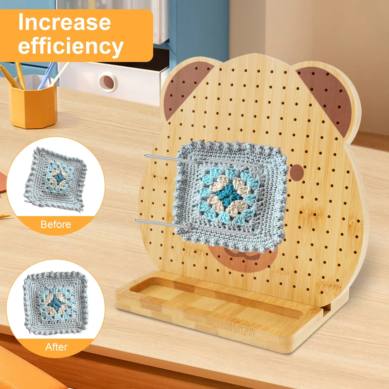 Crochet Blocking Board Cute Granny Square Blocking Boards Bamboo Knitting Blocking Board for DIY Handmade Crochet Projects