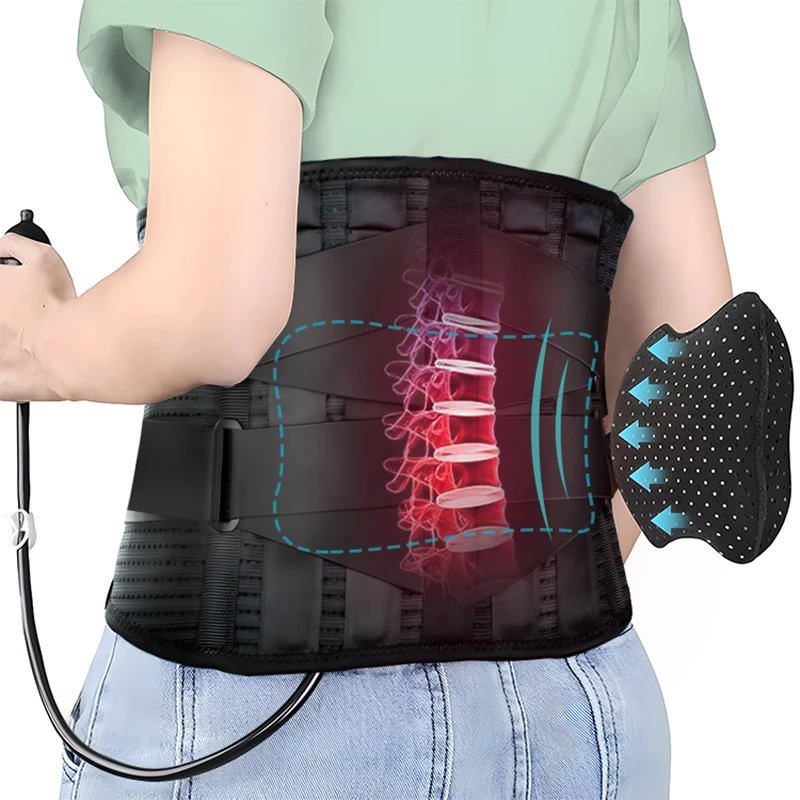 Lumbar Support Belt with Inflatable Pad Relieve Waist Pain Dual Adjustable  Support Straps Lower Back Brace for Herniated Disc