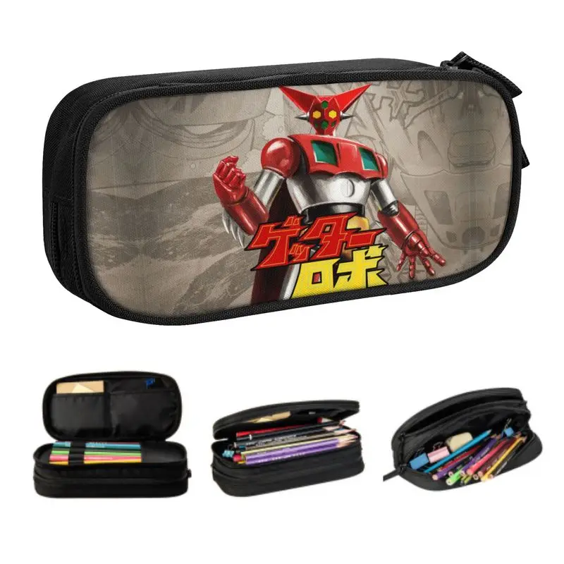 

Kawaii Mazinger Z Getter Robo Pencil Cases for Girls Boys Big Capacity Grendizer Ufo Robot Manga Pencil Pouch School Accessories