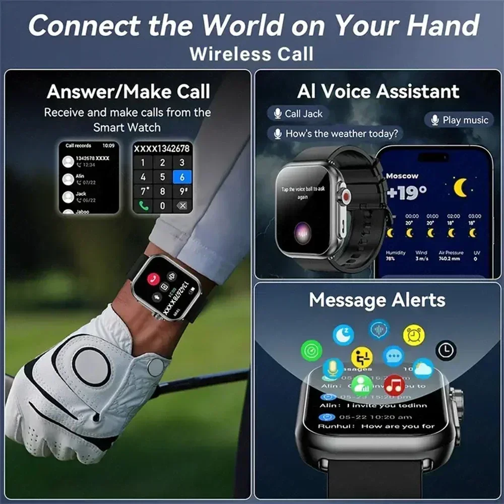 Watch Ultra K62 Men Women 1000mAh AMOLED 100+Sport Heart Rate HD Bluetooth Call GPS Track Waterproof Smart Watch For iOS Android 3