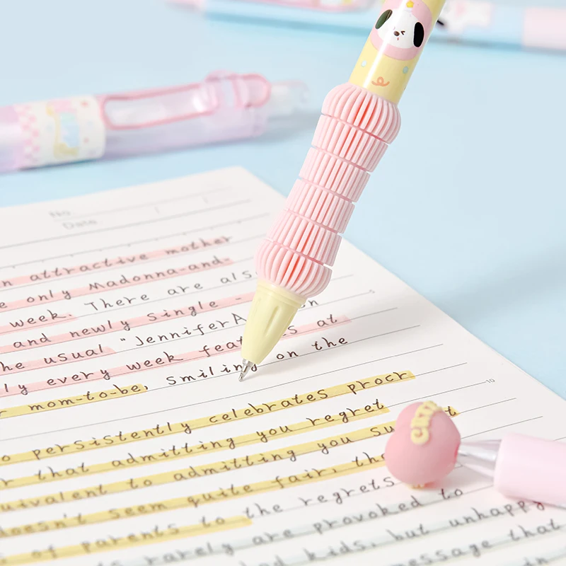 4 Pcs/Set Cute Retractable Gel Pen Set 0.5mm Fine Point Black Quick-Drying Ink Smooth Writing Pens for School Study & Office