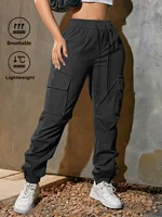 Women's Lightweight Cargo Pants with Adjustable Waist & Flap Pockets Outdoor/Workwear Trousers for Spring Summer Fall - Image 5