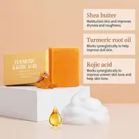 Savon en barre au citron, curcuma et acide kojique, savon au curcuma pour éclaircir et unifier le teint, enrichi en vitamine E, savon doux au citron pour le nettoyage du visage et du corps 4