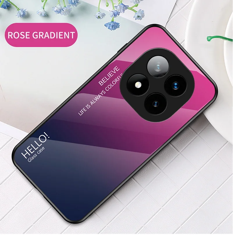 Gradient Tempered Glass Protective Glossy Back Cover Case