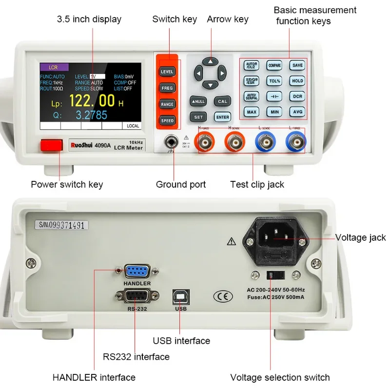 4090 Digital LCR Meter Desktop Capacitance Resistance Impedance Inductance Measure Instrument Electric Bridge Component 4