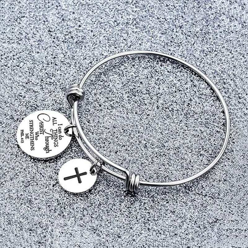 Christian Cross Scripture Charm Bracelet