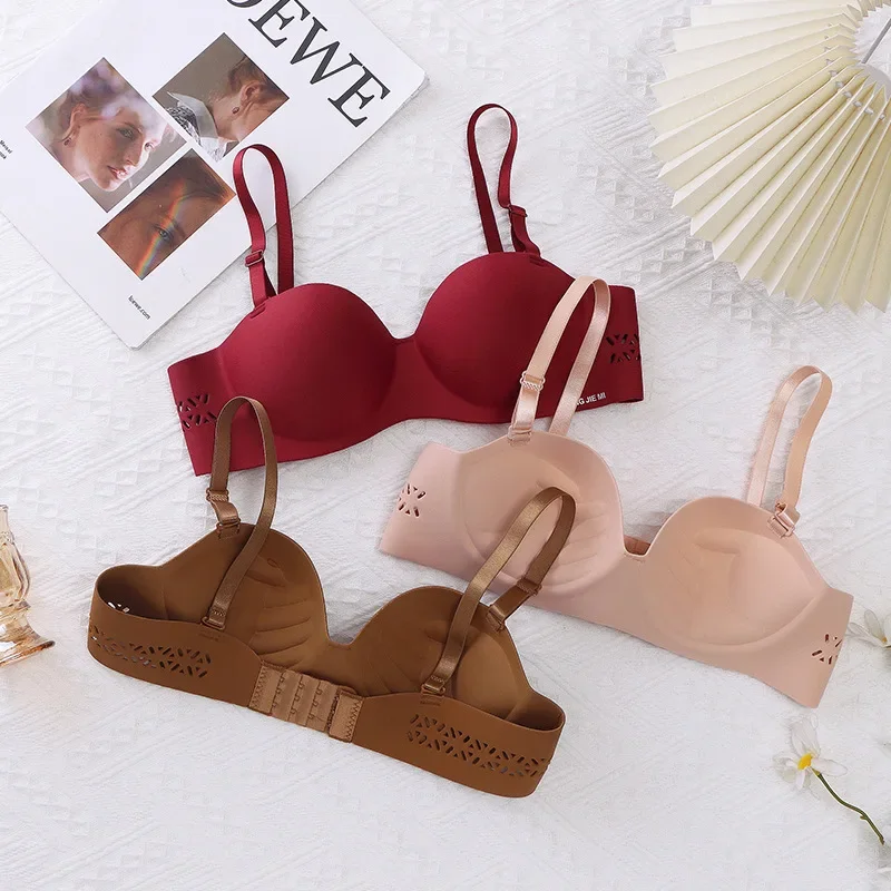 One-piece Non-scar No Steel Ring Comfortable Bra Small Chest Closed Hollow Underwear Woman Bra Bras Sexy Bra 1
