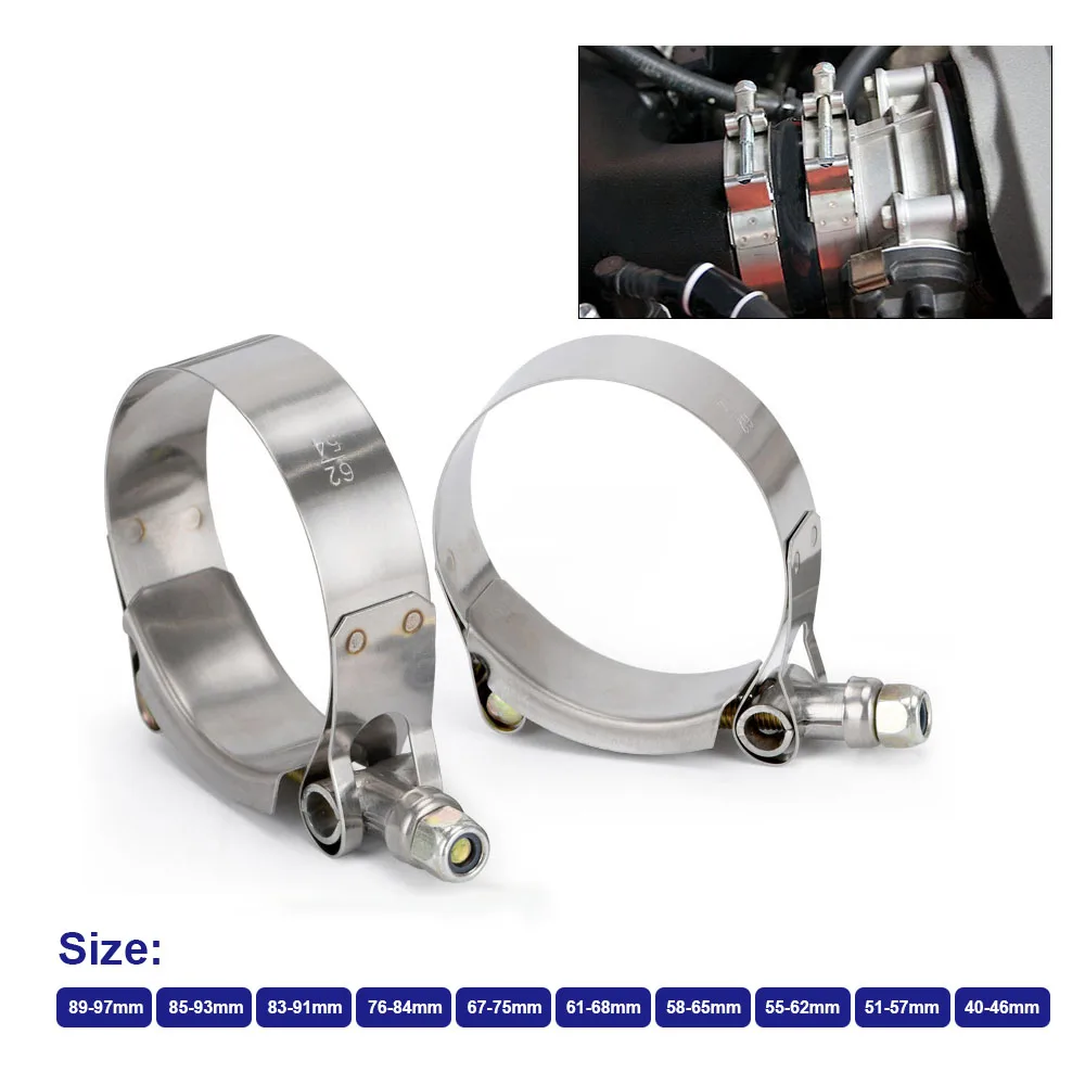 

2/2.25/ 2.5/ 2.75/ 3.0/ 3.25/ 3.5/4.0" T-Bolt Exhaust Clamp Intake Turbo Exhaust Intercooler Silicone Coupler Steel Hose Clamps