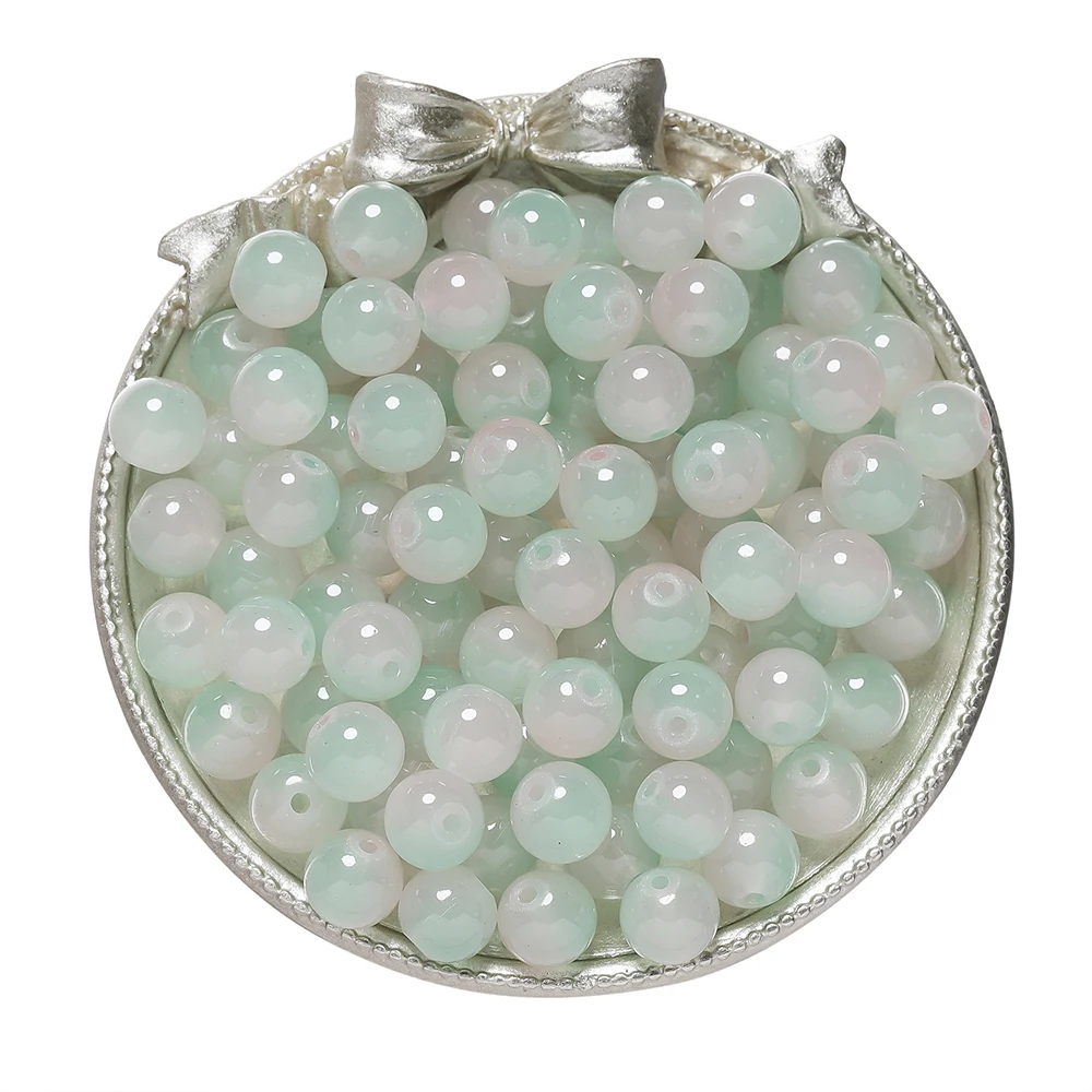 Colorful Round Glass Beads for DIY Jewelry Crafting - 50 Pieces