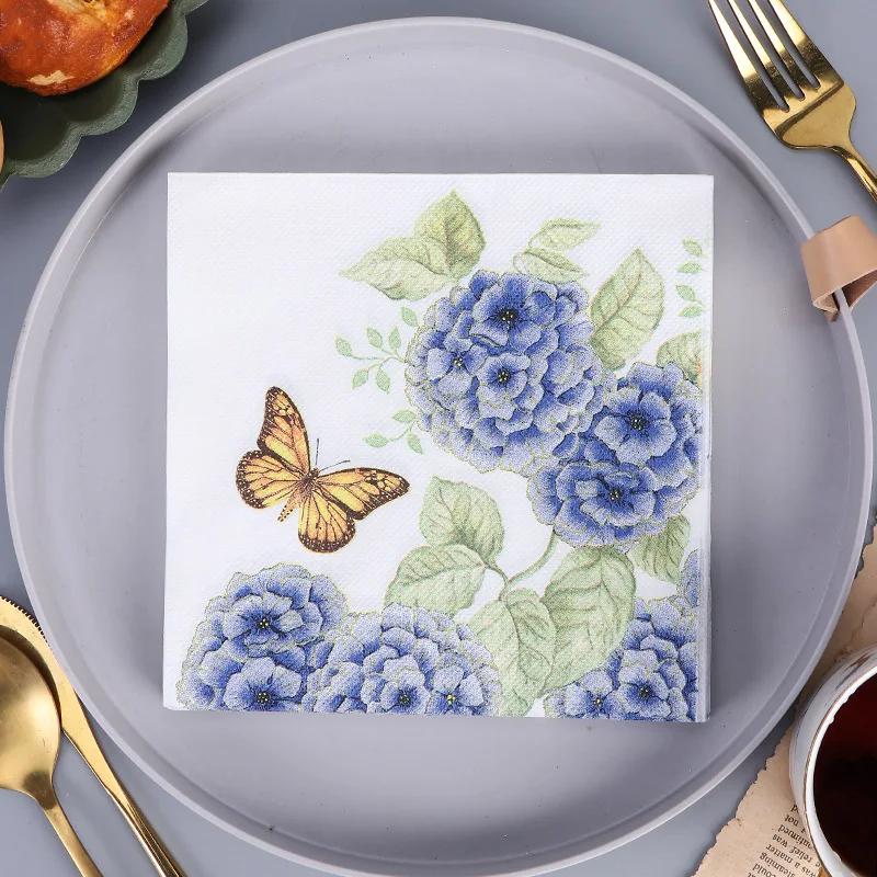 Disposable tableware Paper napkins 20Pcs/Pack Elegant Flowers Decoupage Vintage Flower for Wedding Xmas Party Decor