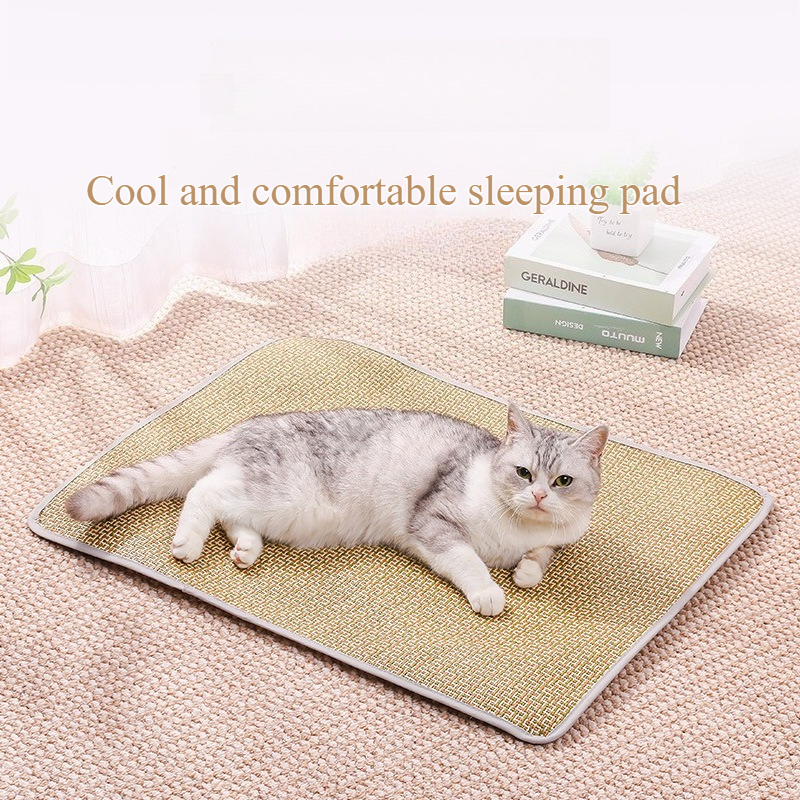 Summer Cooling Gel Pad for Dogs Cats Non Slip Pet Mat Heat Relief Washable Bamboo Bedding Indoor Outdoor Use