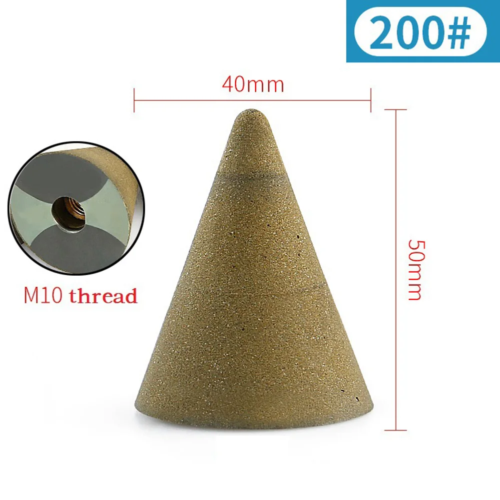 M10 Thread Conical Diamond Grinding Wheel 50/100/200# Chamfer Countersink Cone Carve Polishing Ceramic Glass Abrasive Tools