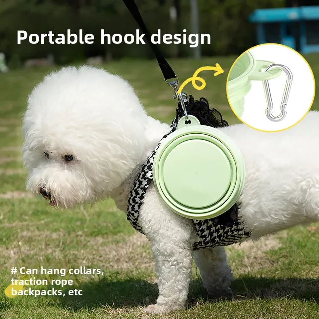 Foldable Travel Dog Bowls Collapsible Silicone Food Water Dish for Cats Outdoor Camping Supplies with Carabiner Dog Feeders 3