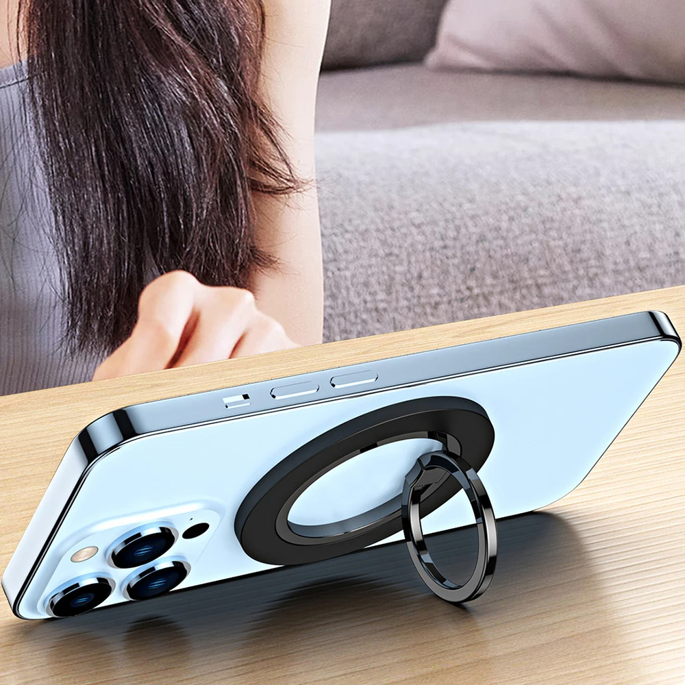Revolving Magnetic Phone Ring Holder with Kickstand and Grip