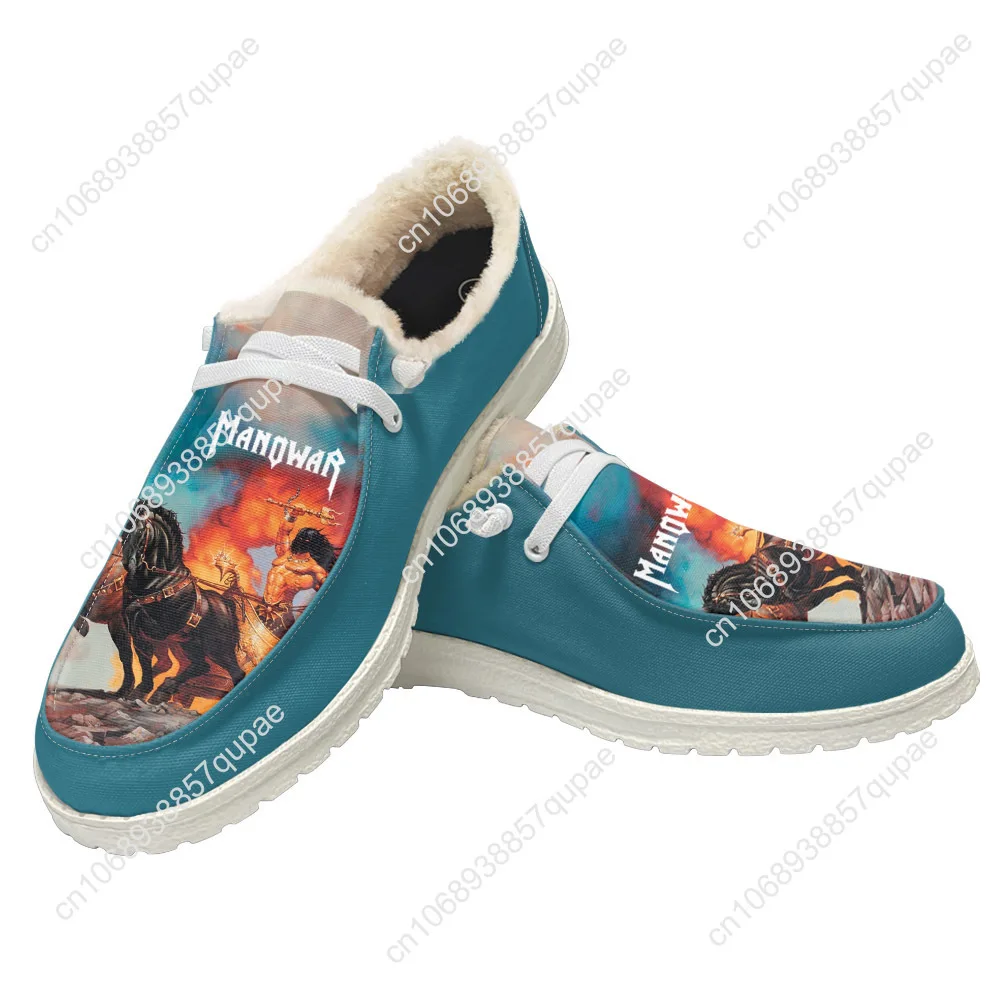 Manowar Band Plush Casual Shoes Flat Shoe Rock Singer Men Woman Breathable Casual Outdoor Lightweight Footwear Custom Made Shoe 2