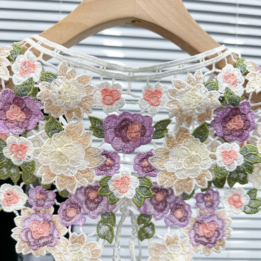 Embroidery Women\'s Lace Collar New Collar Insignia Lace Up Shawl Bow Neck Fake Collar Detachable Shirt