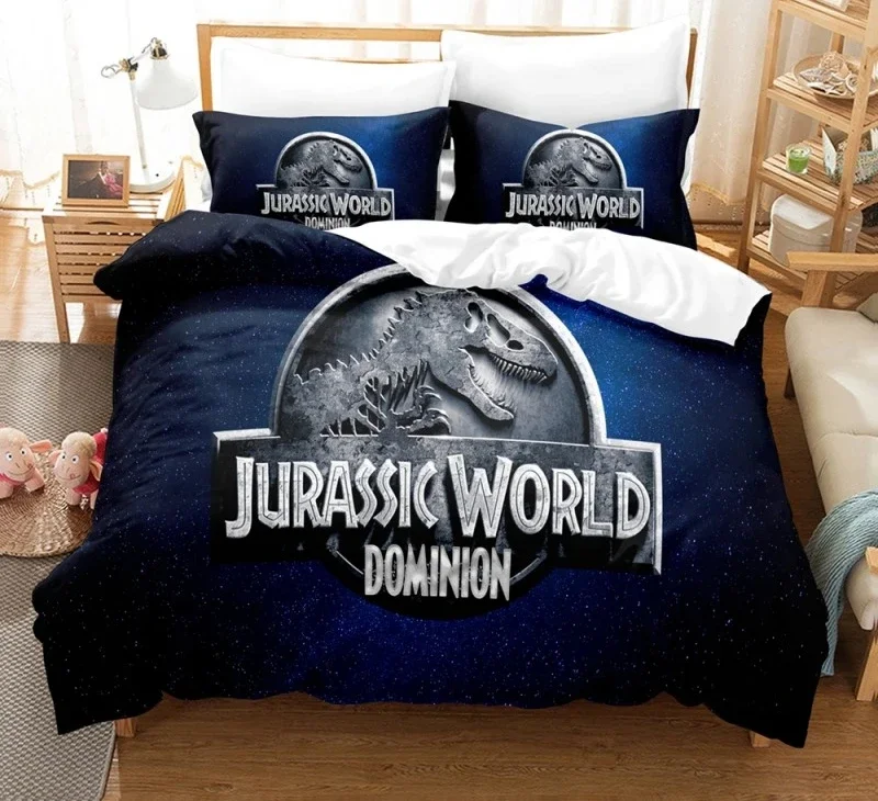 3D Jurassic Park Bedding Set Kids Boy Home Textile Decor Bed Sets Queen Size Comforters Quilt Bedroom Queen Dinosaur Duvet Cover 4