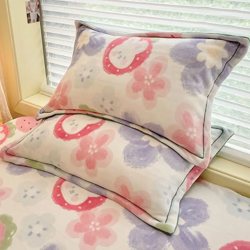 Winter Thicken Milk Velvet Pillowcase Cute Home Bedding Decor Pillowcase Children Soft Comfortable Sleeping Pillow Protect Cover