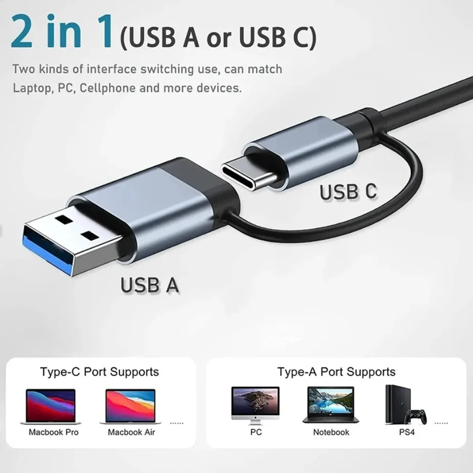 Концентратор YIGETOHDE 8 в 2 порта USB 3,0/2,0 с портом Type-C