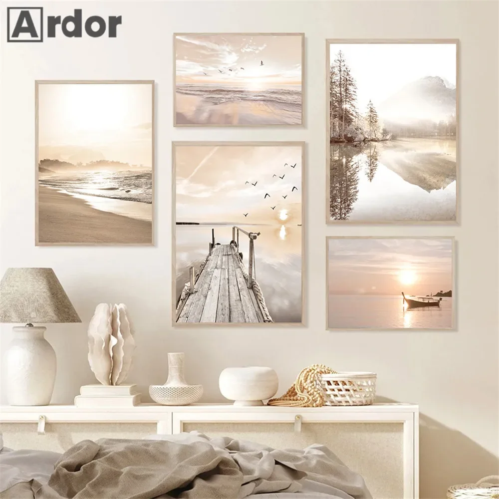 Nordic Sunset Seascape Canvas Art 3