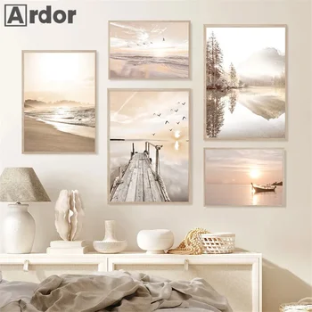 Nordic Sunset Lake Canvas 3